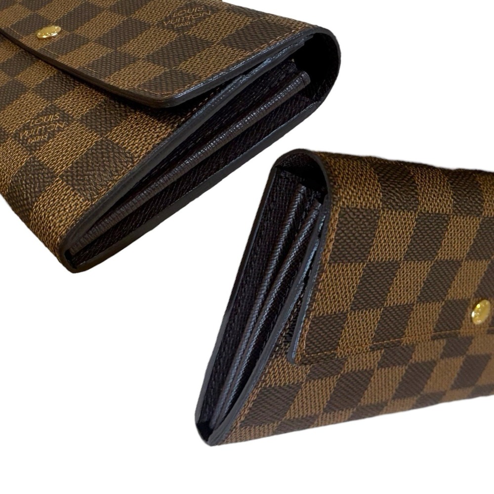 Authentic Louis Vuitton Damier Porte‎ Feuille Sarah Long Bifold Wallet Brown - Picture 3 of 8